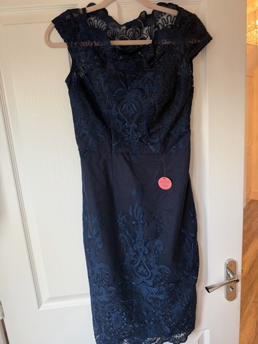 Navy blue embroidered - blue, lace