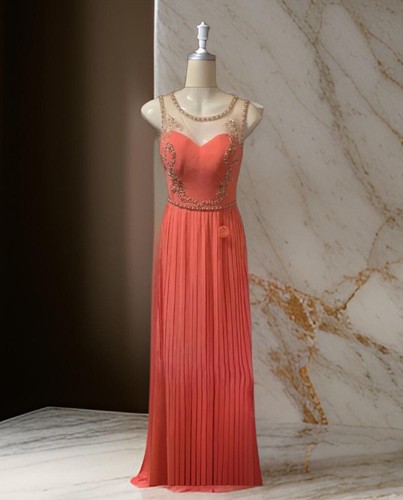 Apricot beaded long - maxi, prom